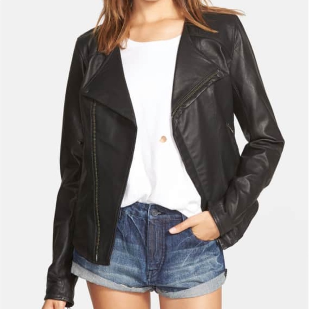 Volcom Black 100% Real Leather Jacket
